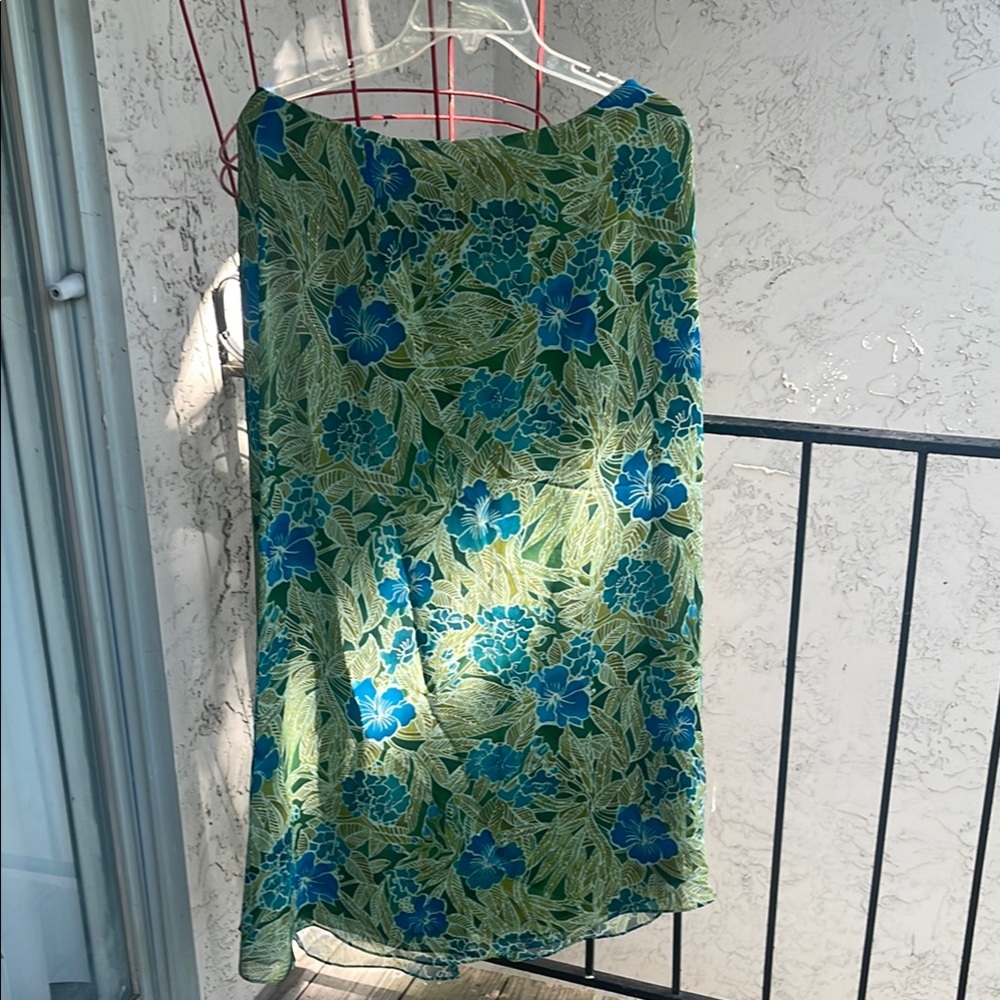 Green and Blue Wrap Midi 2 piece set skirt and blouse Cocktail - Picture 8 of 10
